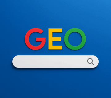 Colorful GEO search interface replacing Google, representing generative engine optimization strategy.